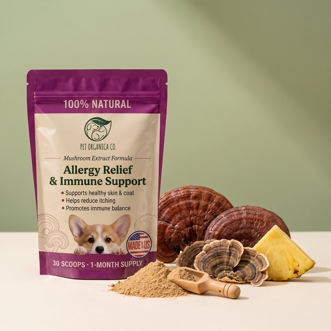 Pet Organica pouch with mushrooms, pineapple and powder